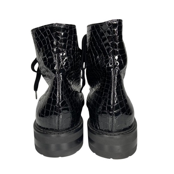 ATTILIO GIUSTI LEOMBRUNI Combat Boot Croc Embossed Patent Leather Size NWOT - Picture 5 of 12
